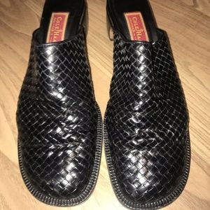 Cole Haan Made in Italy Black Leather Mesh Weave